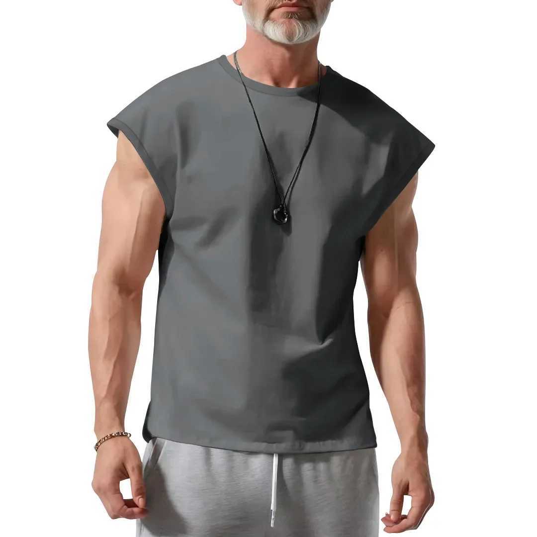 mens summer new sleeveless T-shirt young casual loose thin vest mens clothing X250324