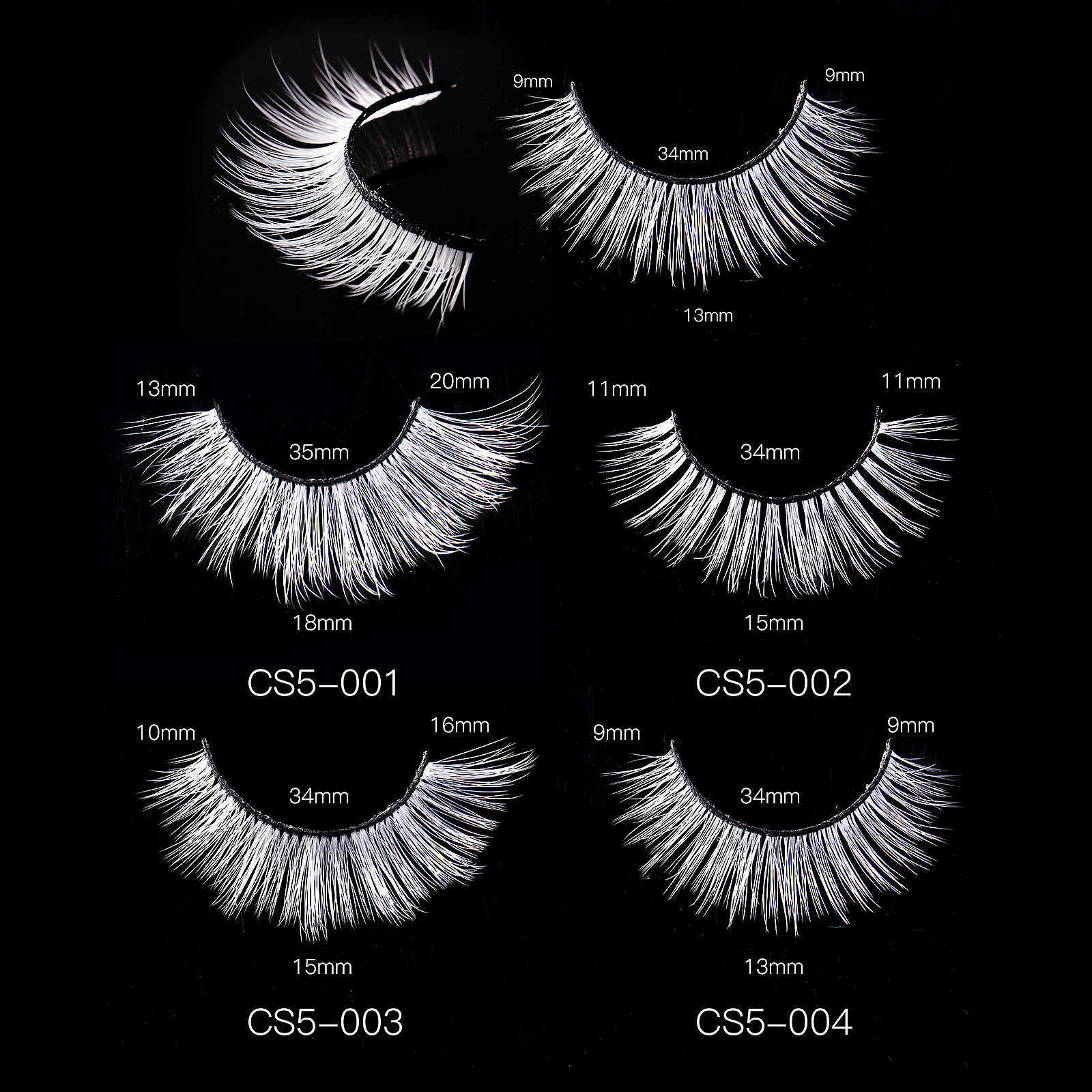 New Exaggerated Holiday Style White False Eyelash 3-Pair Set Long Short Synthetic Eyelash W250324
