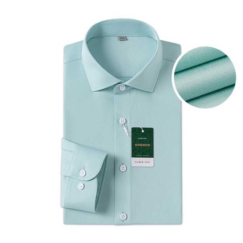 Windsor collar regular cuff dress fashionable mens long sleeved luxury business formal shirt solid easy care casual social X250324