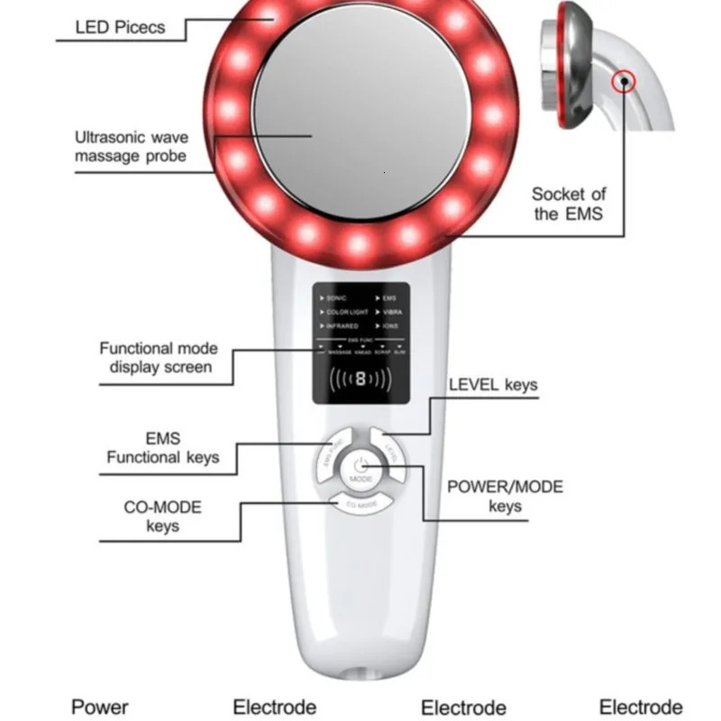 6-in-1 EMS Body Slimmer - LED Skin Care Vibration Massager Rechargeable Portable Fat Burner for Home Gym Beauty 250321