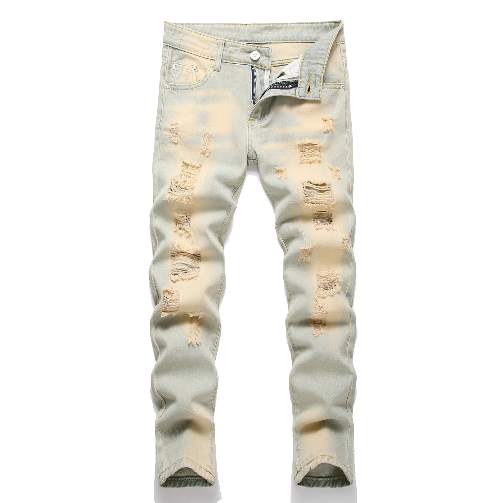 Boys Skinny Fit Ripped Distressed Stretch Fashion Jeans Pants Kids Fashion Dnim Trousers 250322