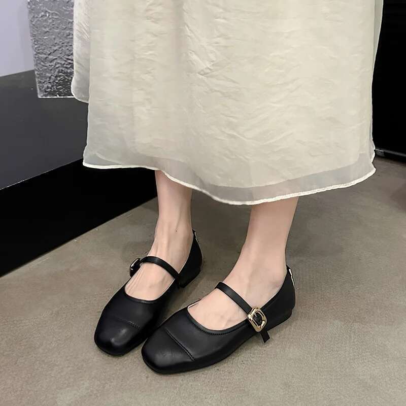 Spring/Autumn Fashion Buckle Single Women's Solid Color Model Square Toe Beautiful Casual and Comfortable Loafers atos