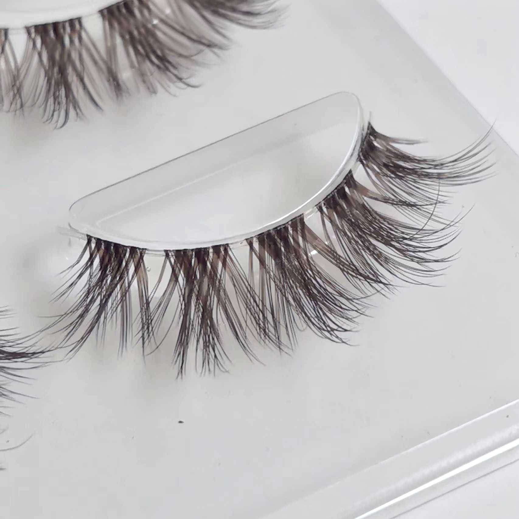 Brown transparent stem fake eyelashes thick 3D full hybrid Barbie simulation Clear Band eyelashes W250324