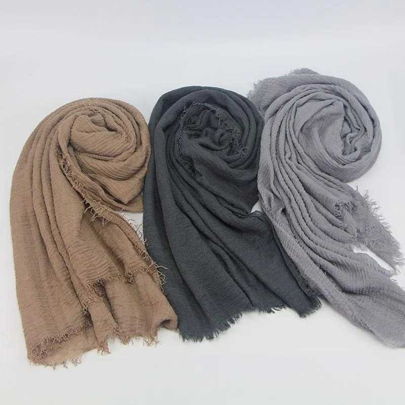 Fashionable Wens monochrome cotton linen scarf X250324
