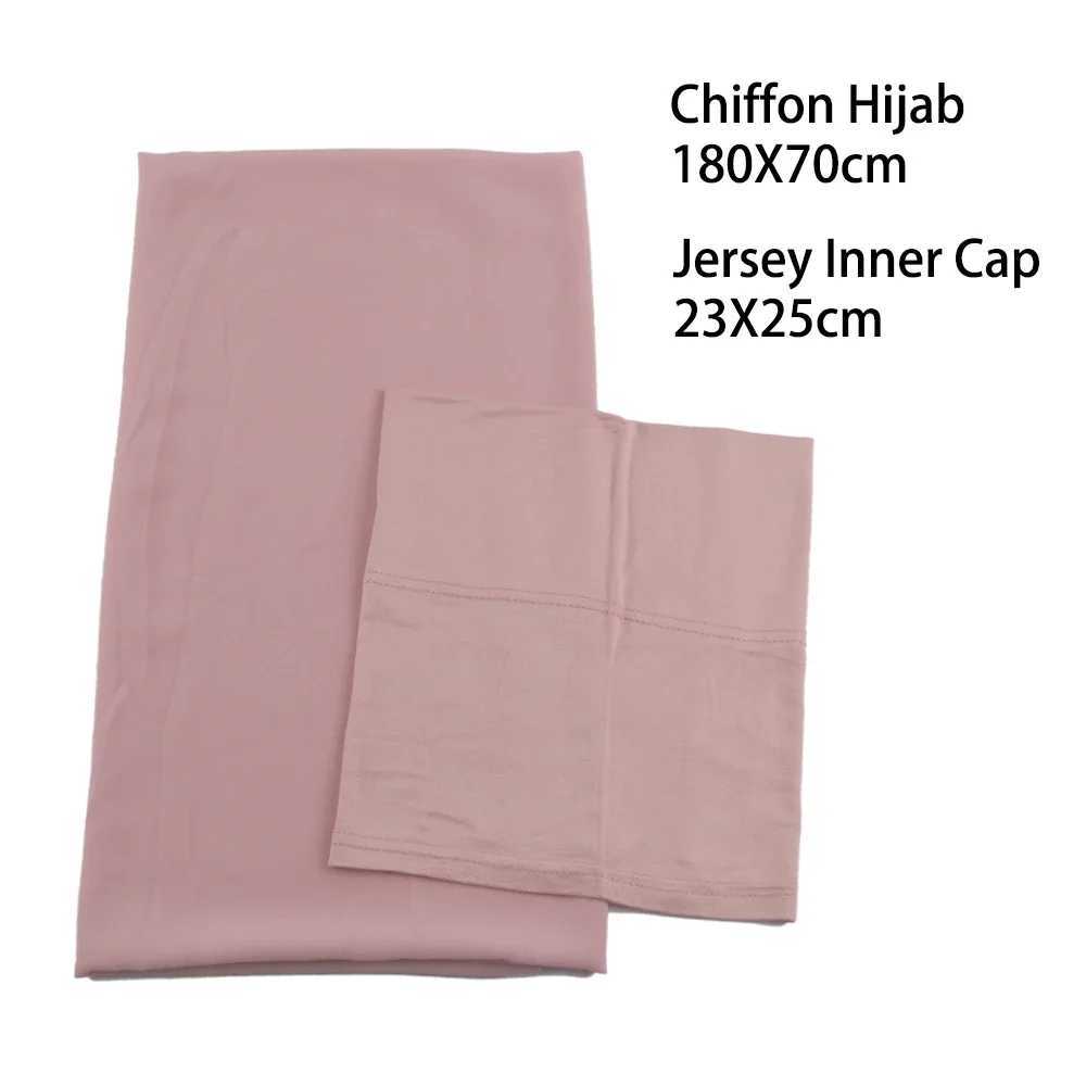 Chiffon headscarf with matching inner hat set Muslim headscarf scarf chiffon shawl scarf X250324