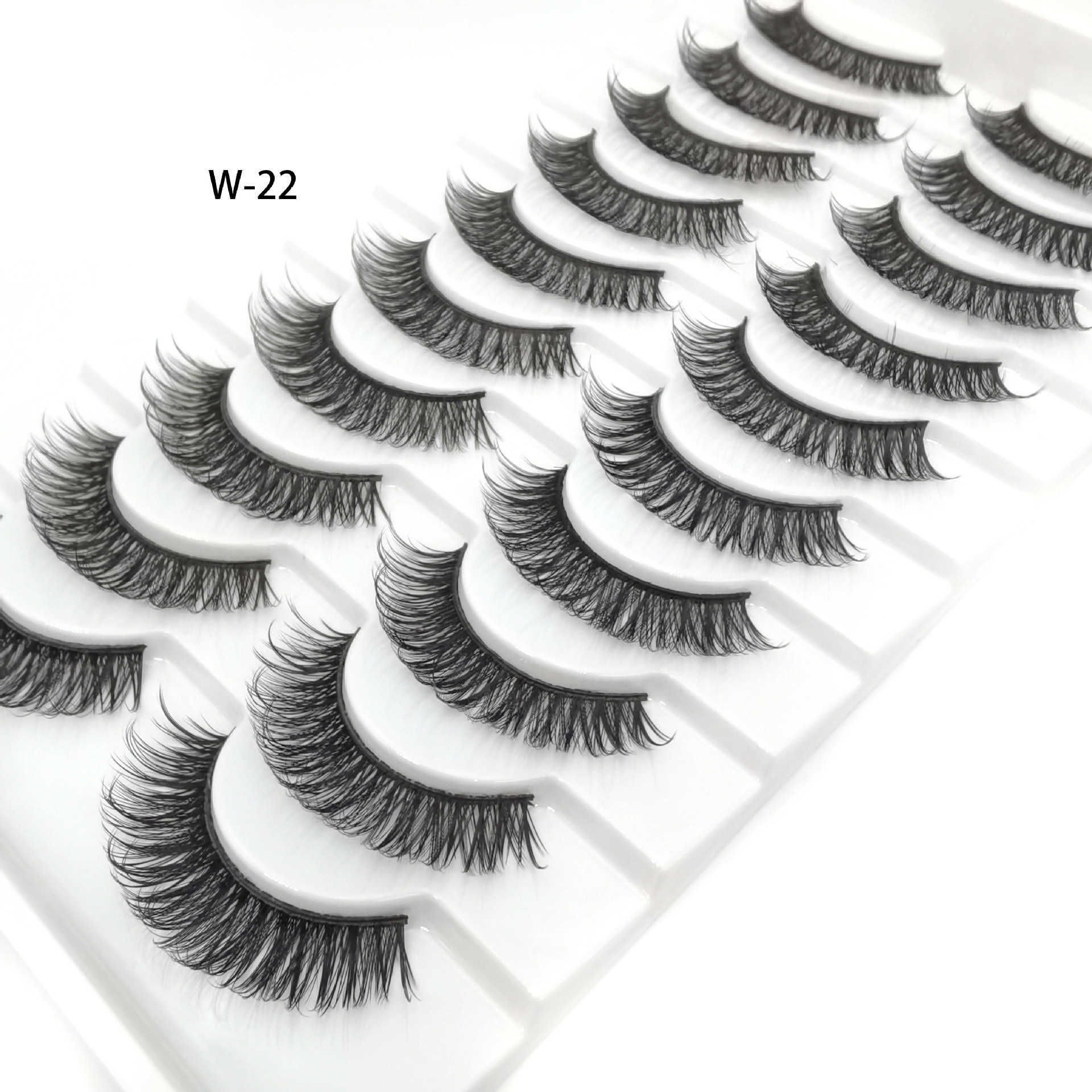New Russian false eyelashes DD curve thick eyelashes ten pairs of chemical fiber natural charm eyelashes W250324
