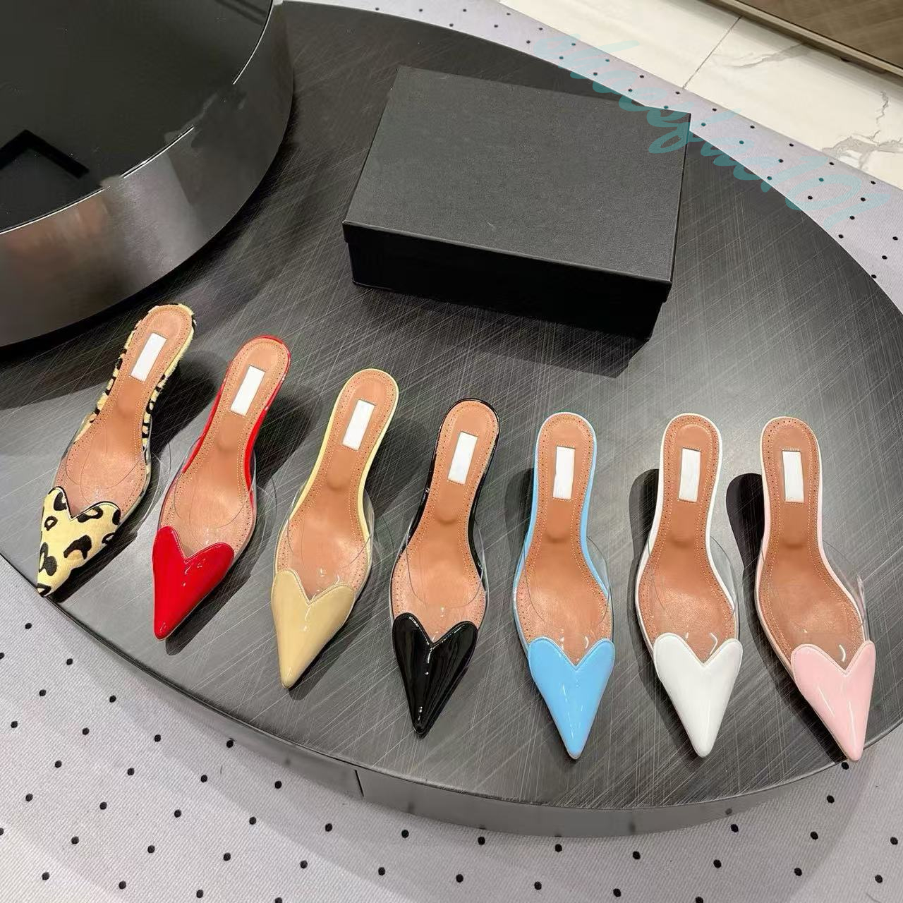 Elegant Womens stiletto sandals Slingbacks heels mule Patent leather Pointed Toes dress shoes Business Party Evening Luxury designers high heels factory footwear