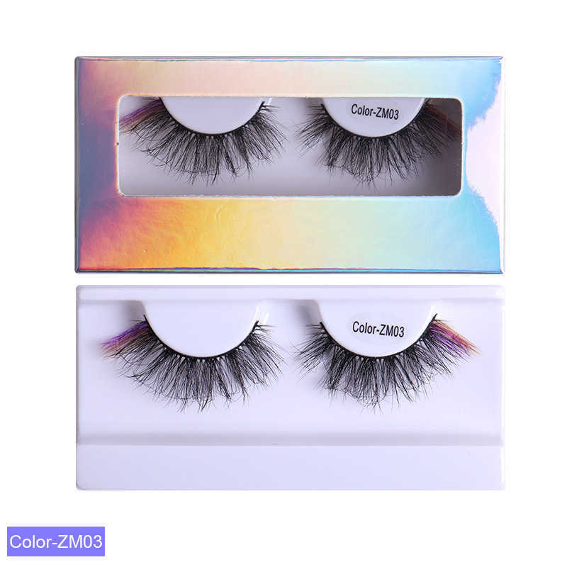 1 pair of thick and explosive colored false eyelashes with exaggerated and messy movements curled and curled eyelashes W250324