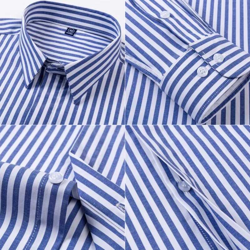New high-quality concealed button mens shirt long sleeved mens slim fit dress Camiza social business shirt striped shirt 4XL X250324