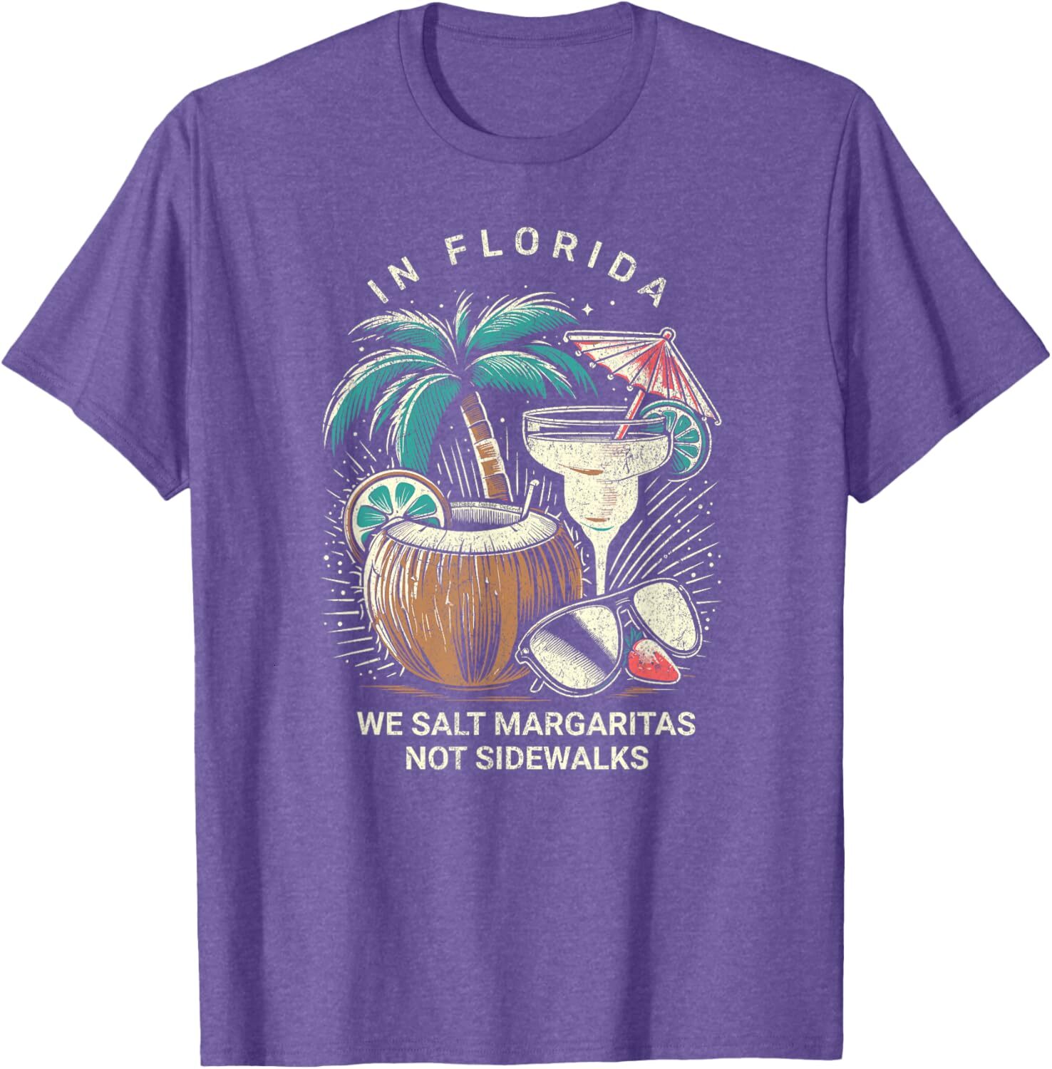 T shirt for Mens In Florida We Salt Margaritas Not Sidewalks Funny Florida Graphic Tee Casual Tops Clothes Short sleeve
