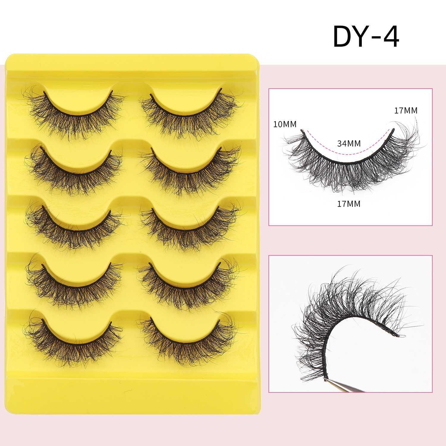 Five pairs of thick explosive eyelashes messy curled fluffy synthetic false eyelashes W250324
