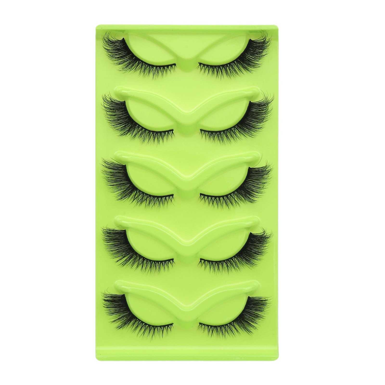 Five Pair Fox Eyelash Cat Eye Fox Series False Eyelash Tail Thick Curly Extended Edition W250324
