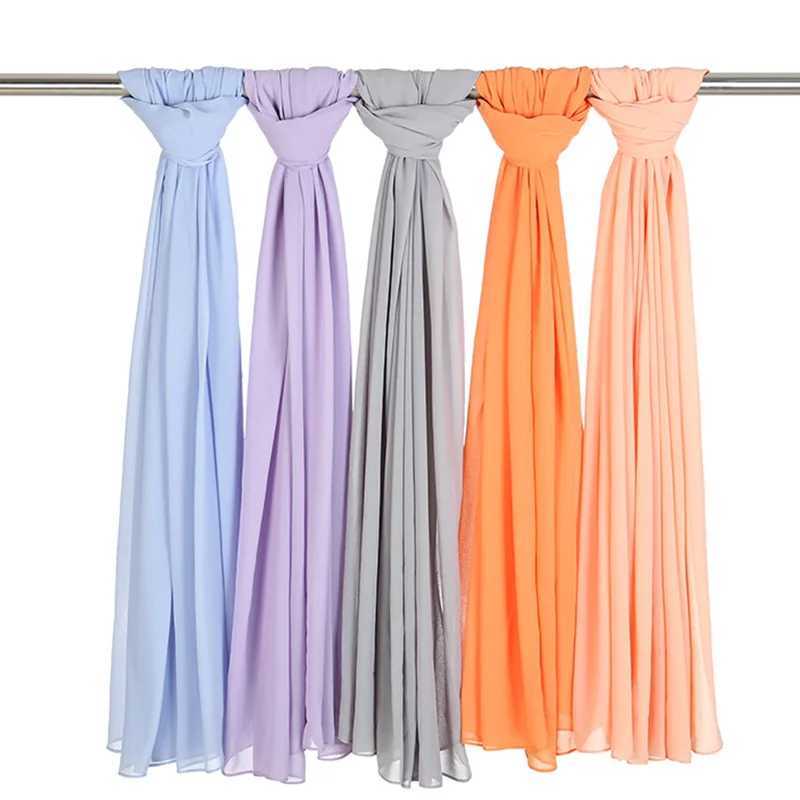 Ramadan Muslim chiffon headscarf for Wan Plain colored scarf long shawl scarf Wen Jersey headscarf womens Islamic Voile headscarf X250324