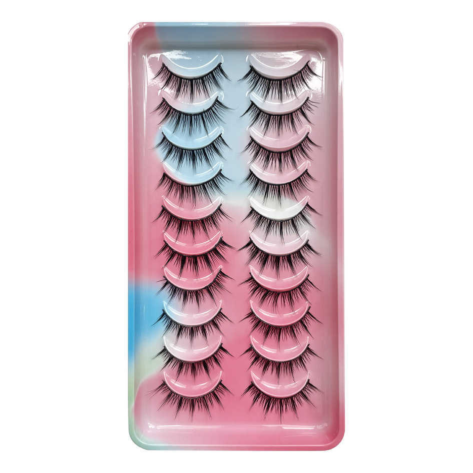 Eyelashes 10 pairs of fake eyelashes naturally thick 3D eyelash straight W250324