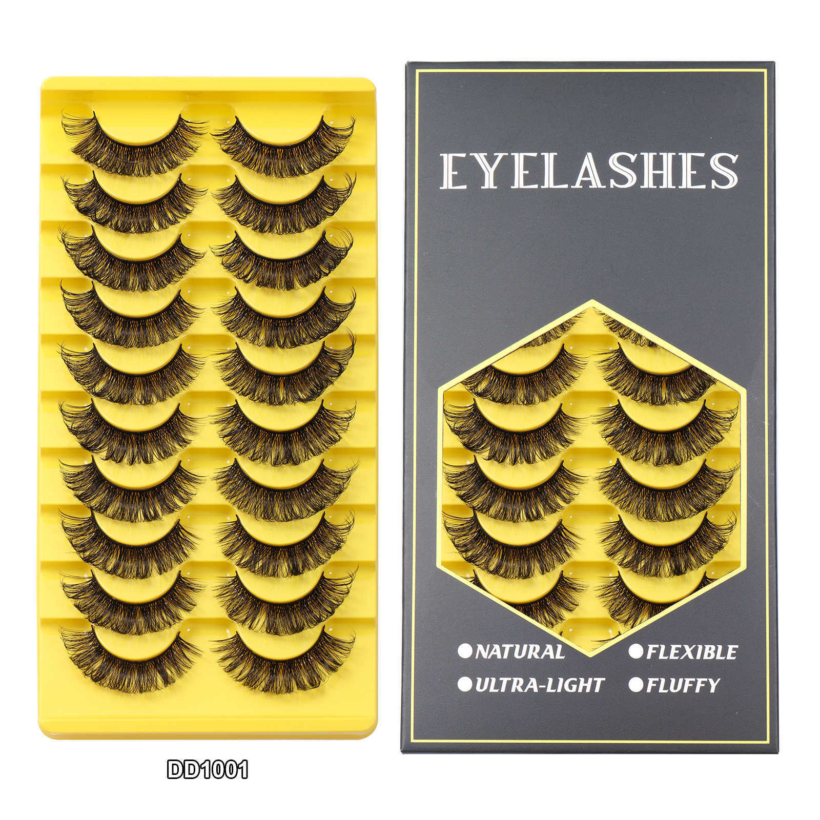 New 10 pairs of boxed false eyelashes naturally soft and thick simulated synthetic eyelashes W250324