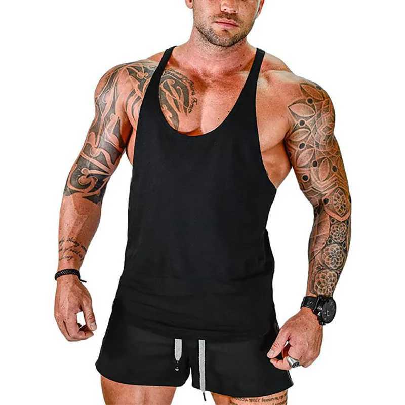 Fitness vest mens fitness clothing blank fitness shirt single sleeved sleeveless vest cotton muscle striped vest X250324