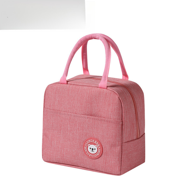 2025S Fashion Designer Little Bear Leather Label Handheld Aluminum Foil Thickened Insulation Lunch Waterproof Bento Box Bag Printed