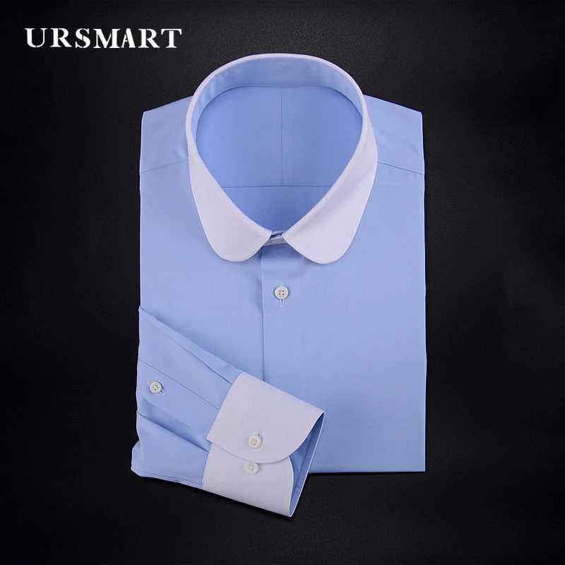 High quality mens Eaton round neck slim fit business mens formal shirt X250324