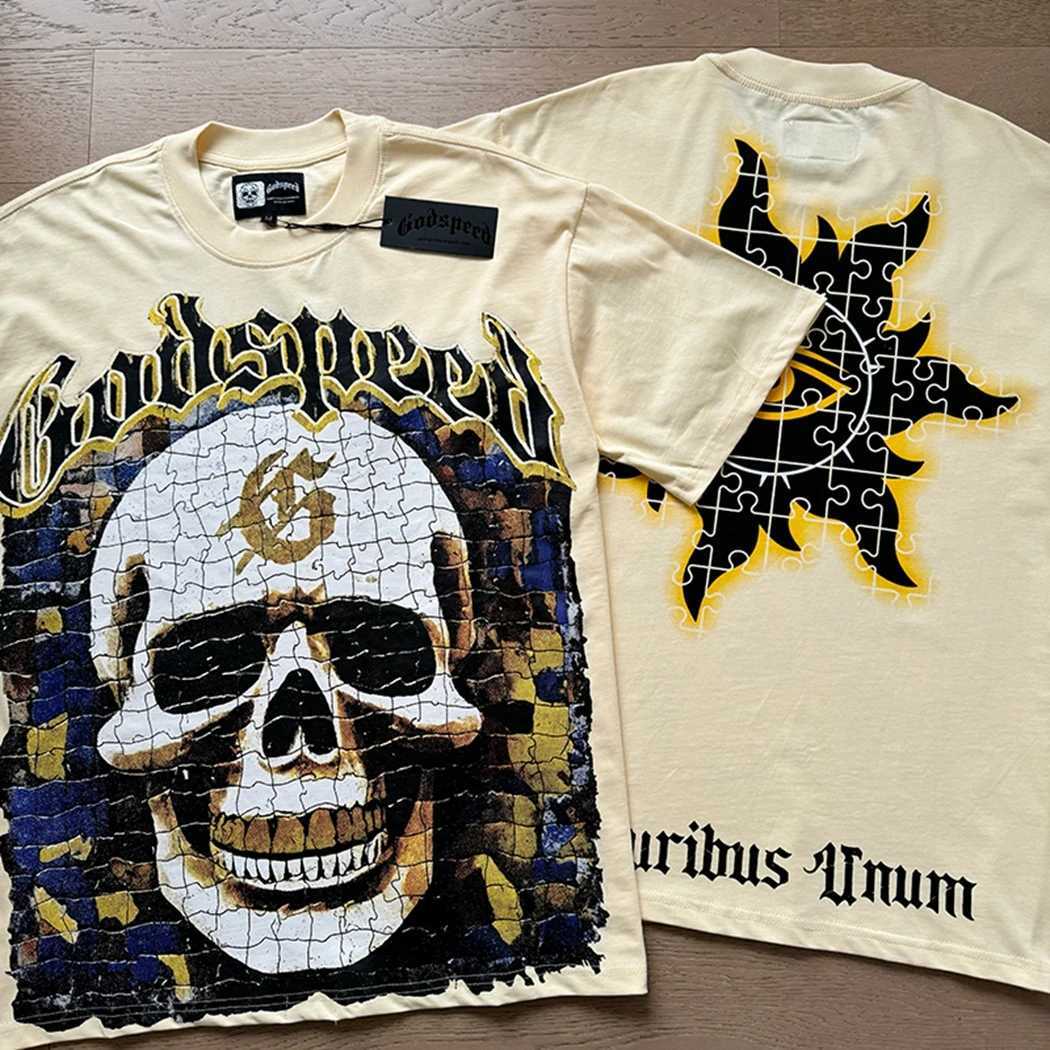 Super Large Summer 2025ss Godspd Retro T-shirt Printed Shorts Slip God SPD Cotton T-shirt High Quality Mens Top X250324
