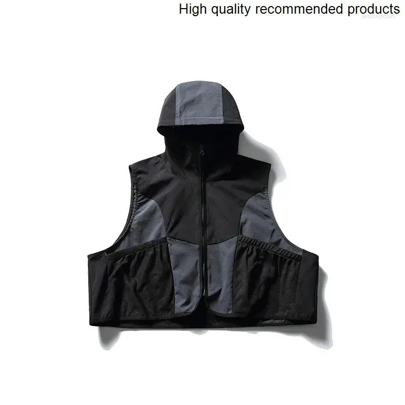 Men's Vests Women Outdoor Sport Fashion Men Loose Casual Hooded Cargo Vest Sleeveless Short Jacket Cityboy Streetwear Waistcoat Coat