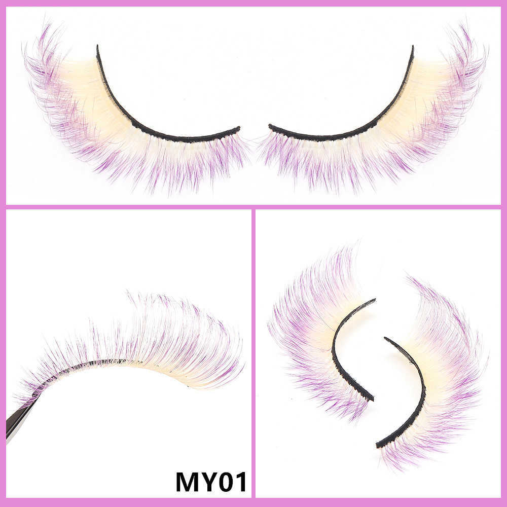 Colorful cat eye false eyelashes imitating mink eyelashes thick and curled naturally multi-layered false eyelashes W250324