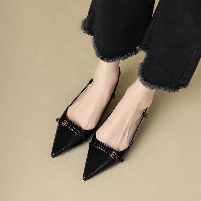 Pointed Toe Sexy Mid Heels Party Women Sandals Designer Summer Brand Pumps Sgback Casual Shoes Dress Slippers New