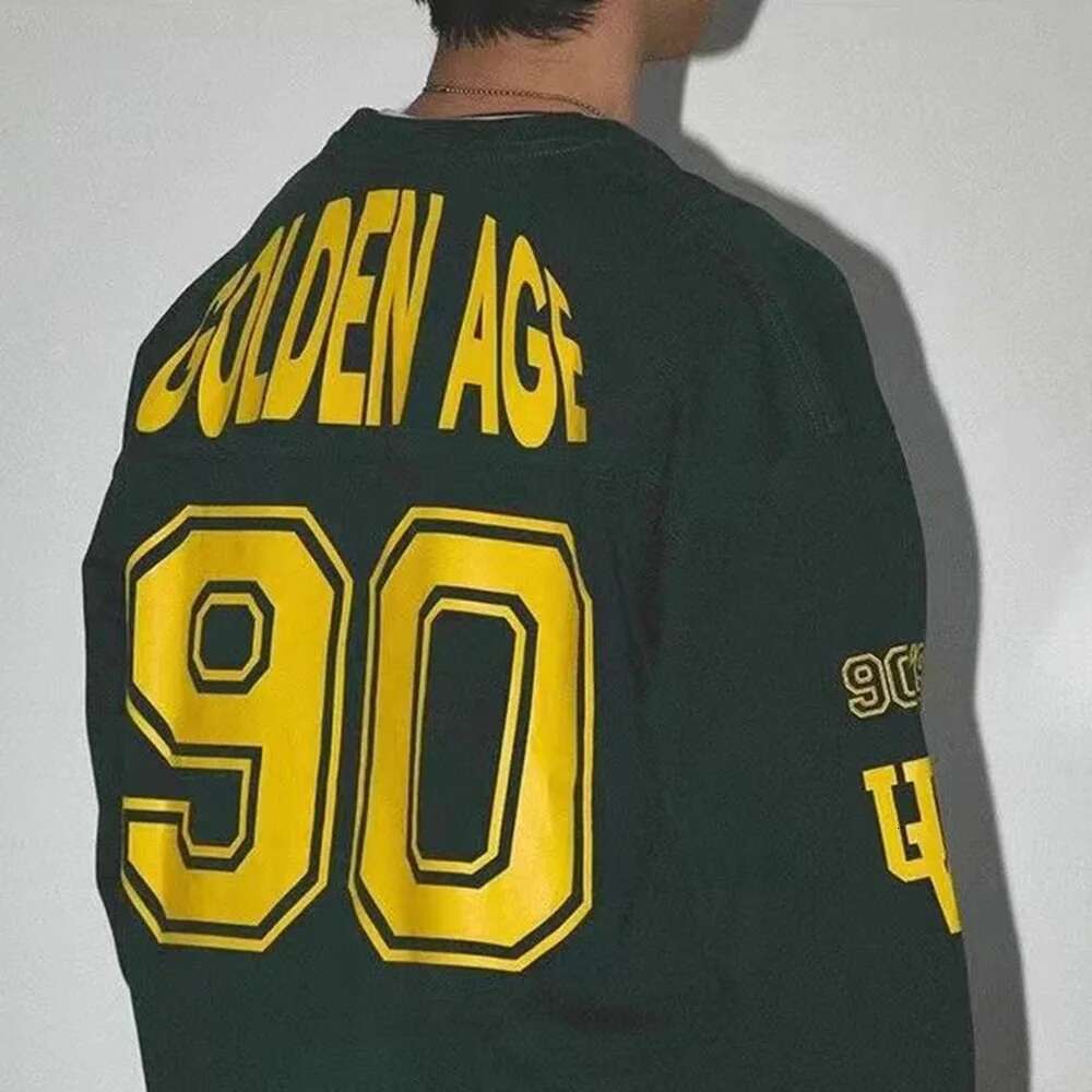 Mens Retro Street American Hip-Hop Number Print Pullover Stylish Campus Sporty Youthful Daily Baggy Casual Sweatshirt