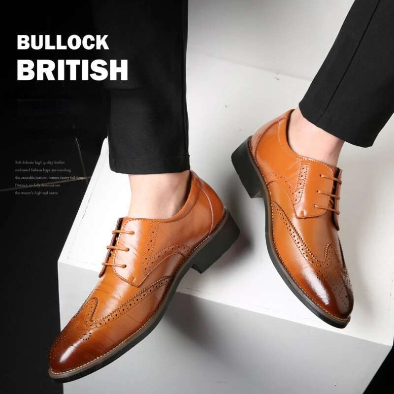 Handmade Oxford designer Brogue Men Leather Fashion Wedding Shoe Business Office Men's Shoes Size 38-48