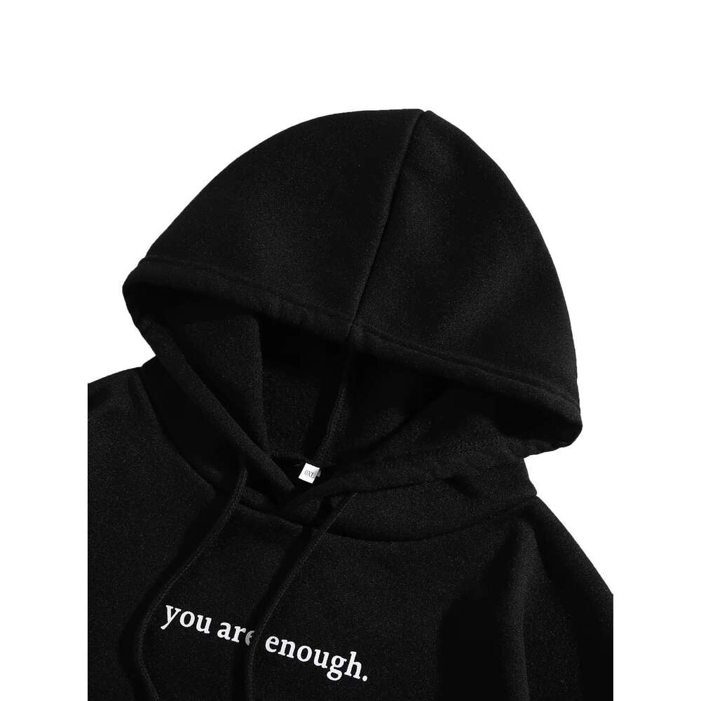 Plus Size Women's Letter Printed Casual Outdoor Sports Hoodie