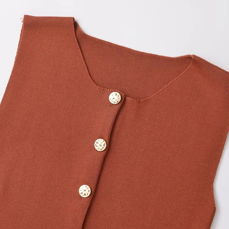 HXAO Womens 2piece Set Knitted Solid Skiing Sleeveless Gold Tshaped Tank Top High Waist Ultra Thin Clothes 250322