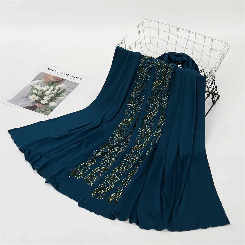 Jersey Fashion Muslim Wen Headband Rhinestone Long Scarf Trkiye Shawl Bag Bandana Scarf Arab Womens Headband X250324