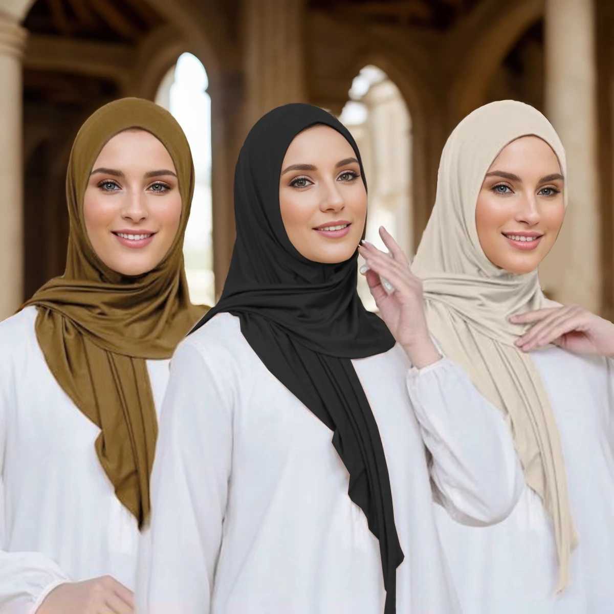 Wan Solid Modal Jersey Headscarf Instant Headscarf Muslim Wan Headscarf Womens Casual Packaging Islamic Headscarf Turban 68 * 68cm X250324