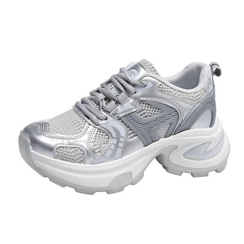 Moipeng womens shoes Sier thick soled casual shoes womens shoes lightweight breathable sports shoes Zapatos MujerXJ250324
