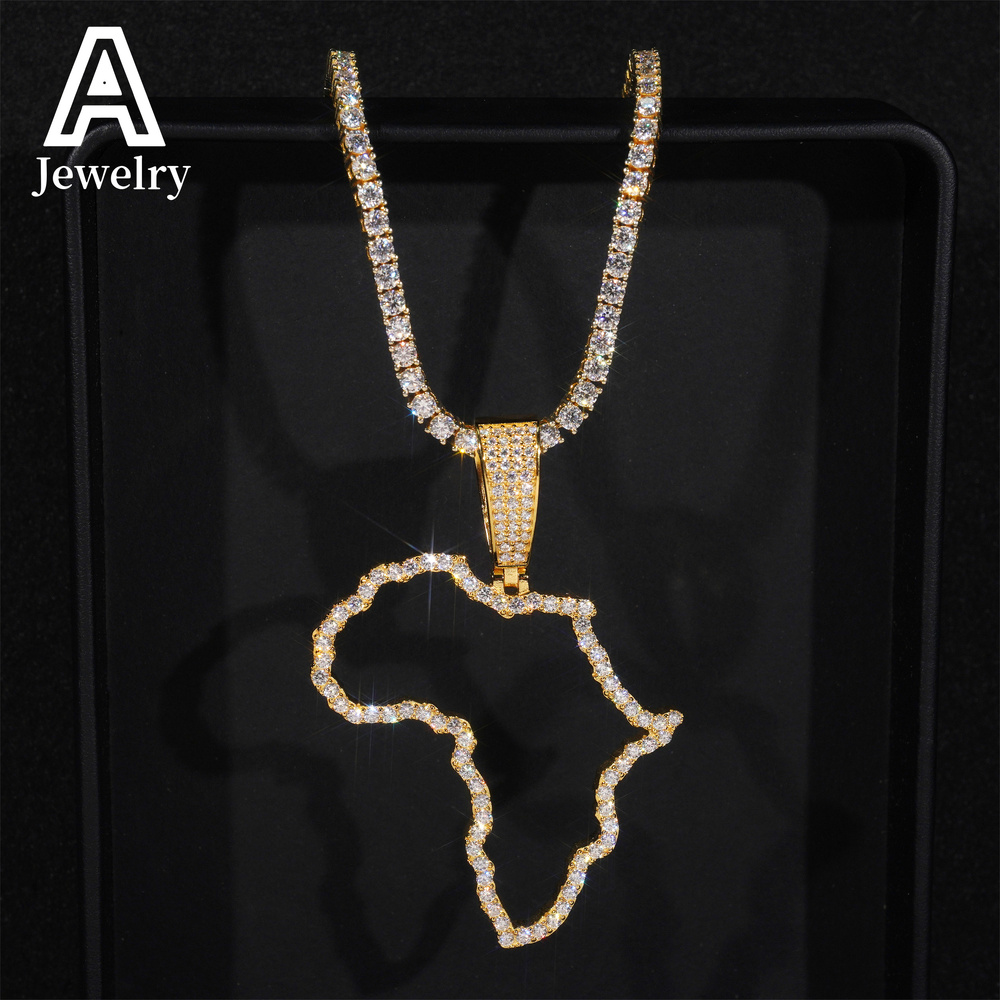 Map of Africa custom pendant s925 vvs moissanite jewelry custom hip hop pendant