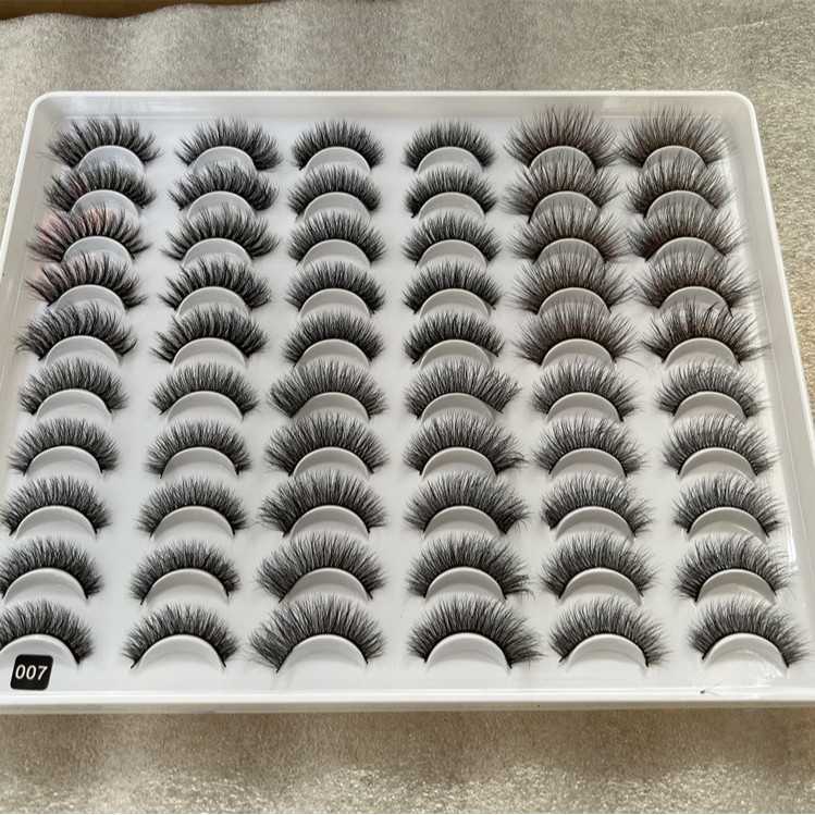 Thirty pairs of hot selling fluffy styles thick faux mink fur explosive fur styles curled and messy eyelashes W250324