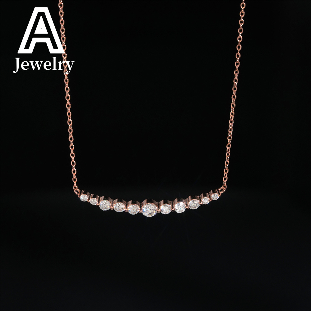 New Style Elegant Women Jewelry 925 Sterling Silver Bezel Smile Tennis Necklace Iced Out Moissanite Necklace