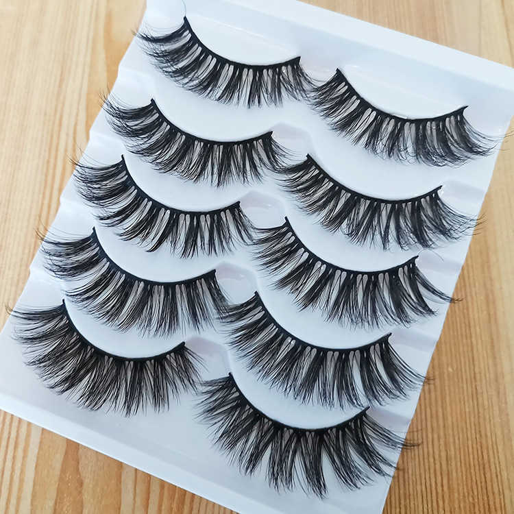 Hot selling 3D stereoscopic multi-layer false eyelashes for beginners slim thick curled simulated hard stem sharpened eyelashes 10 pairs W250324