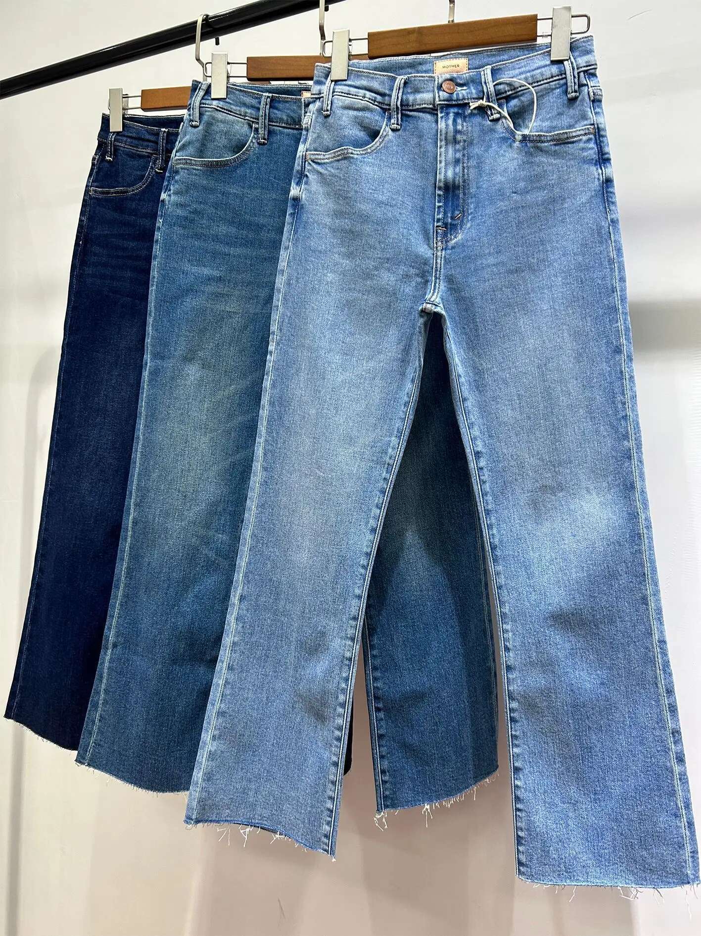 Quality MO Women's Stretch Flared Jeans High Waist Zipper Fly 2024 Fashion Female Denim Ankle-Length Pants