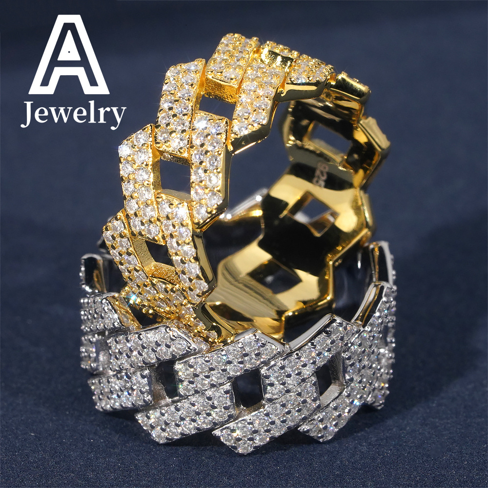 Europe and America 925 Sterling silver VVS Mossany Personality Fashion ring Hip Hop fashion mens round exquisite accessories