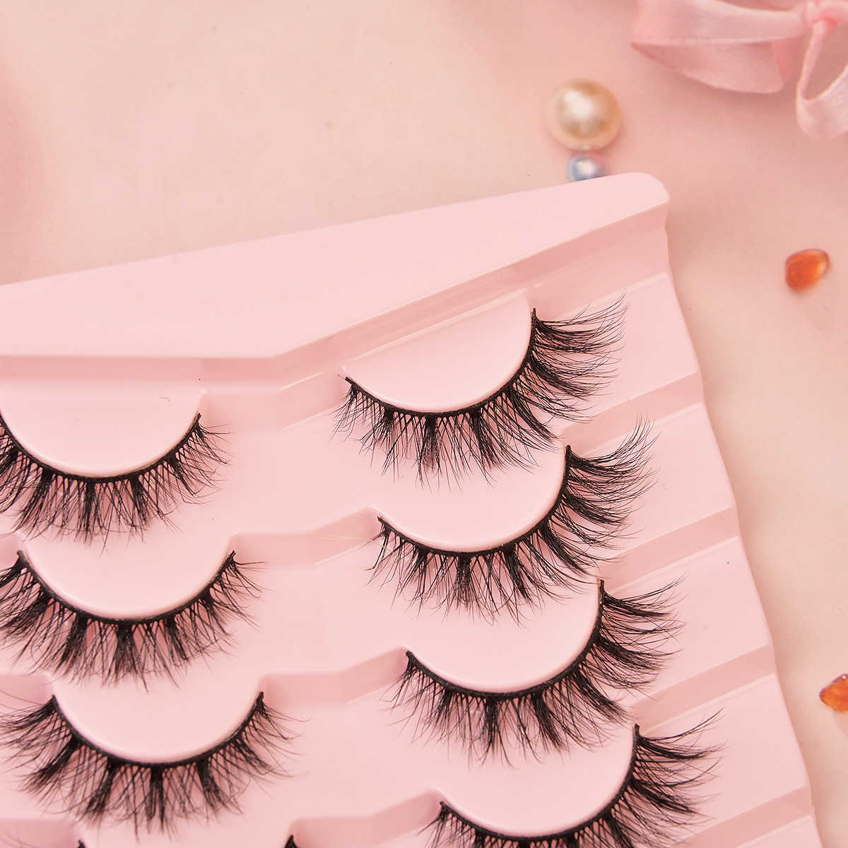 Flat fake eyelashes 7 pairs set elongated and naturally fluffy eyelashes at the end of the eye W250324