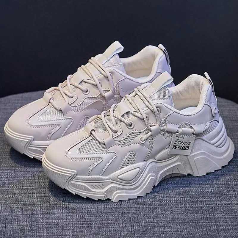 Womens white casual shoes thick soled sports shoes black womens 2025 Fi N-Slip Spring and Autumn platform sports shoes womensXJ250324