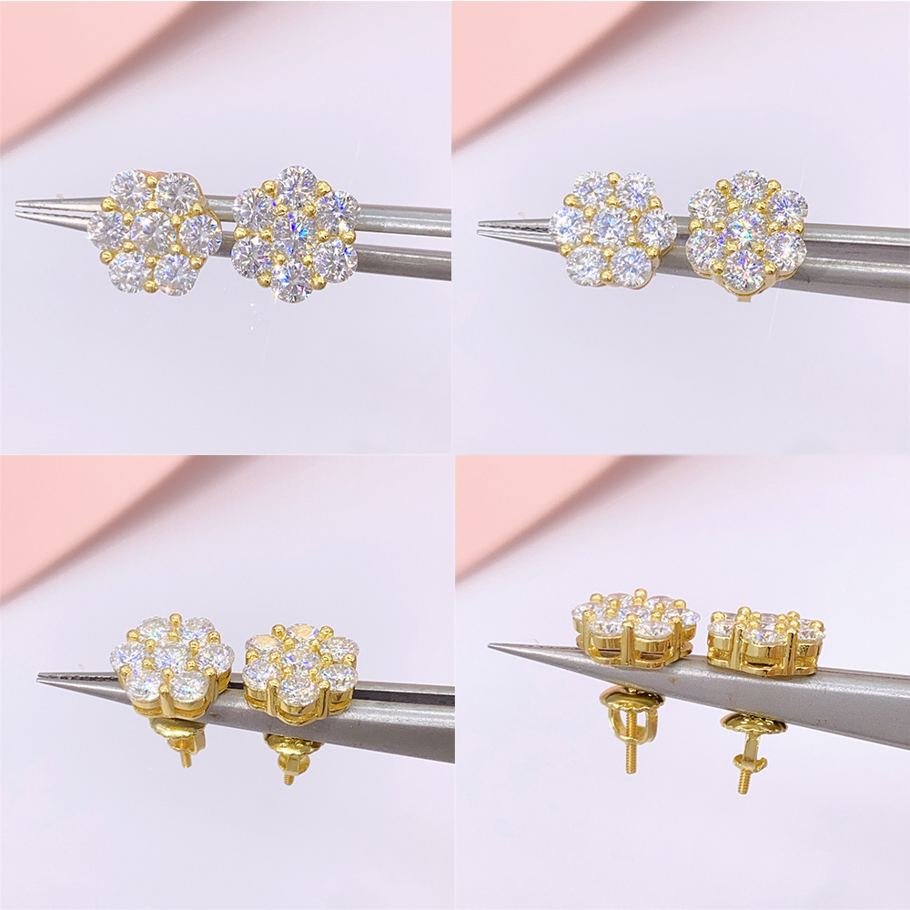 stud earrings designer for women 925 sterling silver pass diamond tester vvs1 D color flower moissanite earrings mens gold earring jewelry valentines 