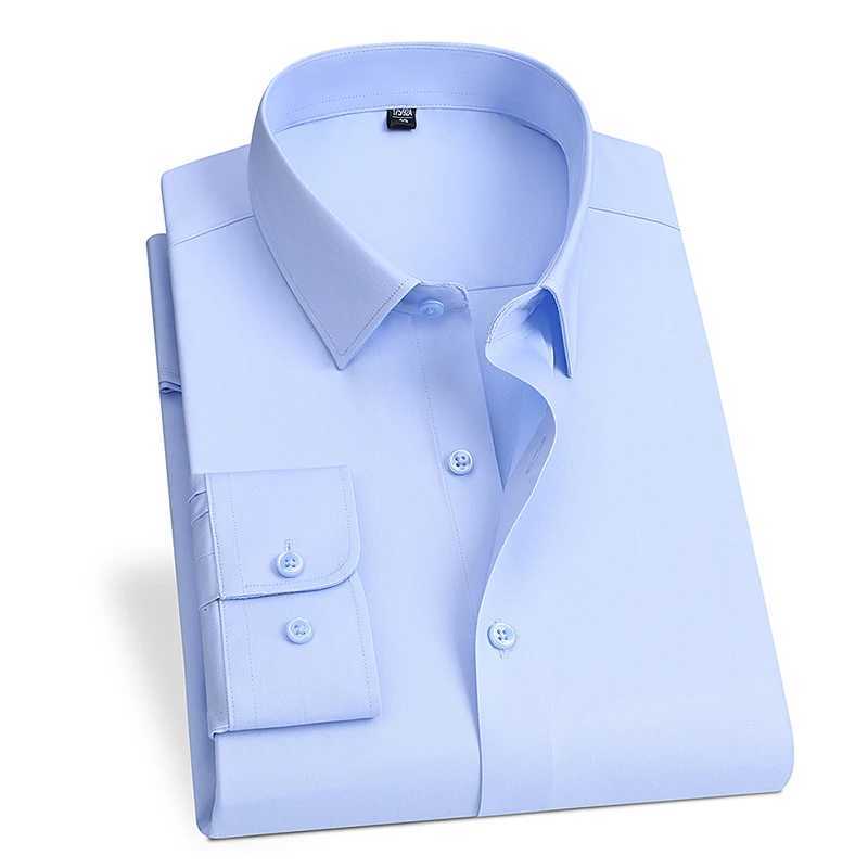 Spring and summer new mens long sleeved ironless moisture-proof pocket sized business suit white shirt mens formal clothing X250324