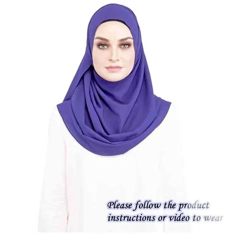 Double ring instant headband foam chiffon sports text Muslim shawl Islamic shawl easy to wear female Muslim headband X250324