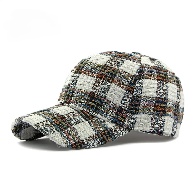 Korean Fashion Plaid Hardtop Baseball Cap Ladies Outdoor Sun Visor Cap 250321