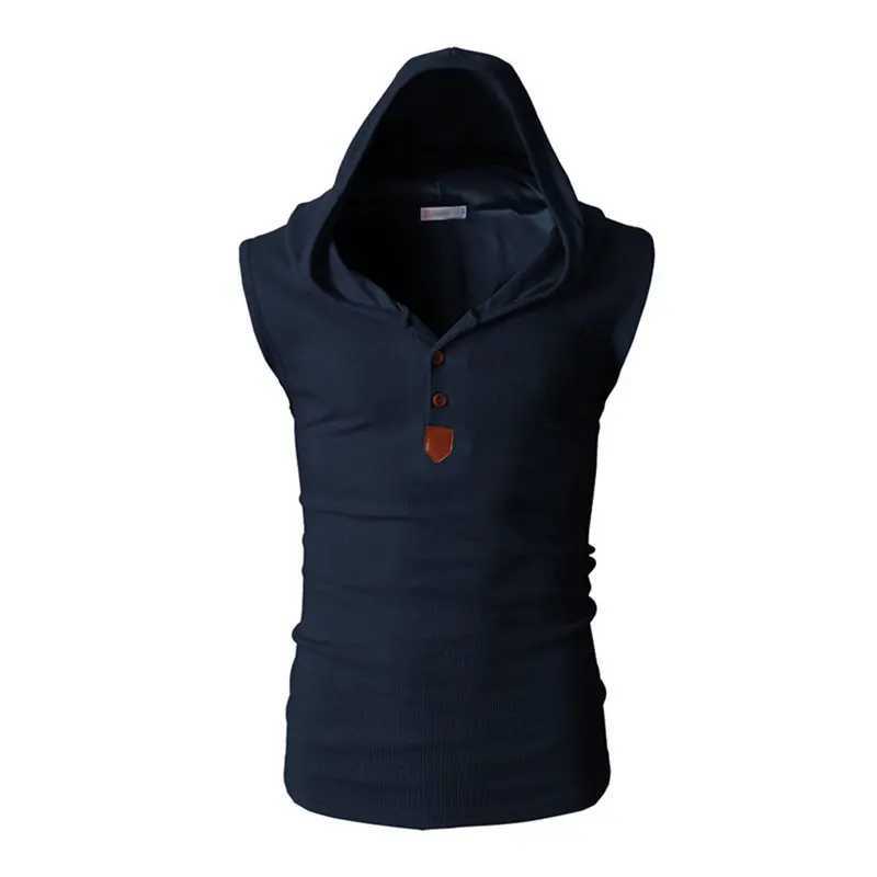 2023 new strapless shirt casual fashion hooded vest mens slim fit clothing X250324