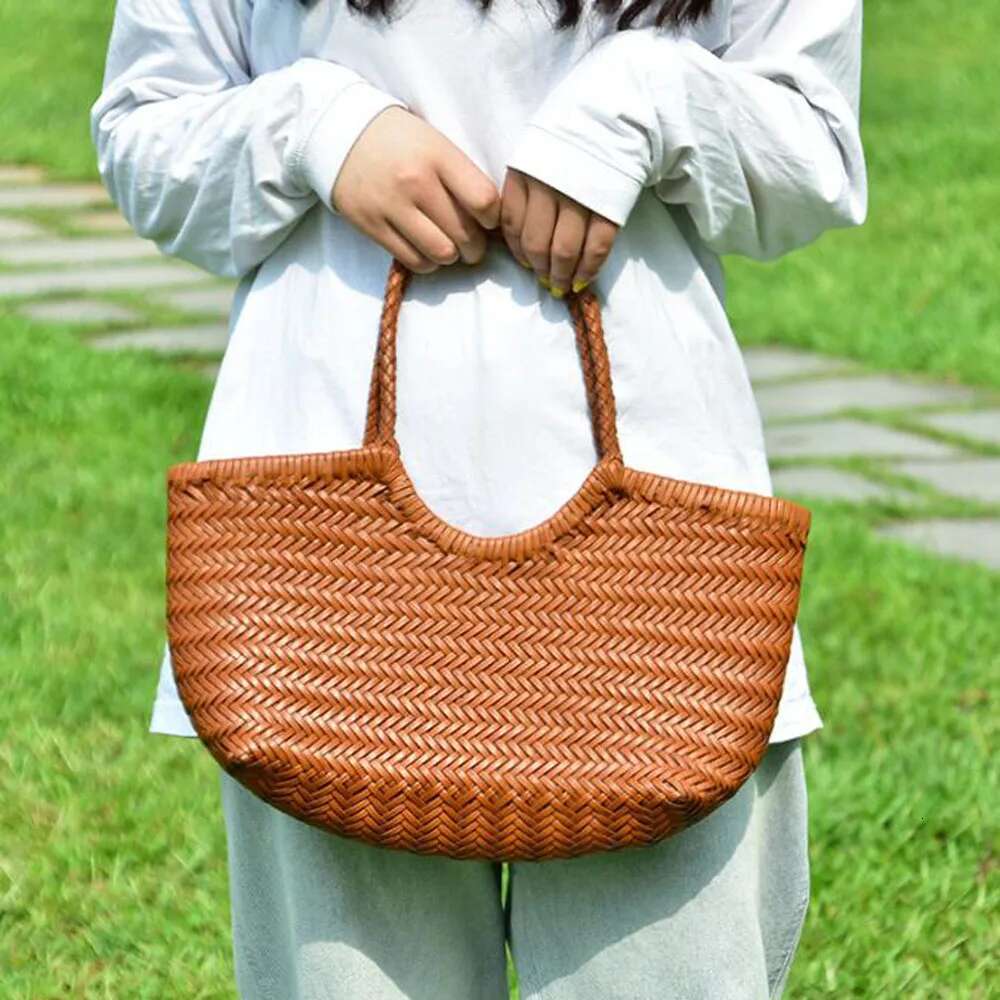 Fashion Handbags Woman Cow Second Layer Split Leather Weave Shopping Basket Tote Purse Handle Bags