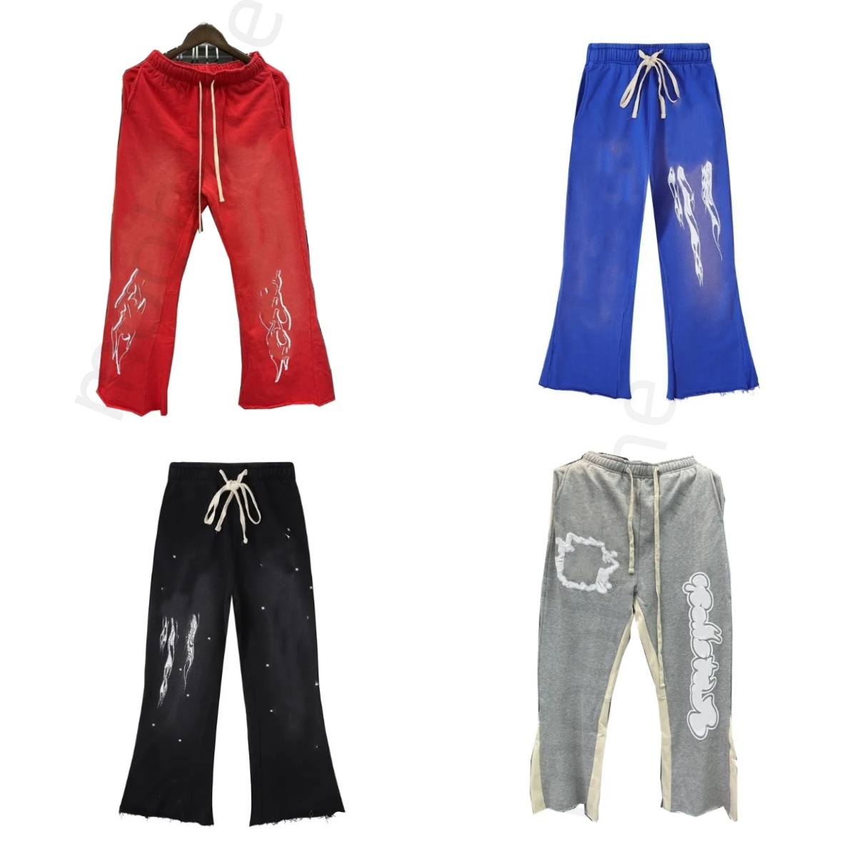 designer mens pants Autumn/Winter womens pants Printed High Street Washing Old Heavy Industry Head Print Casual Pants For Men And Women couples