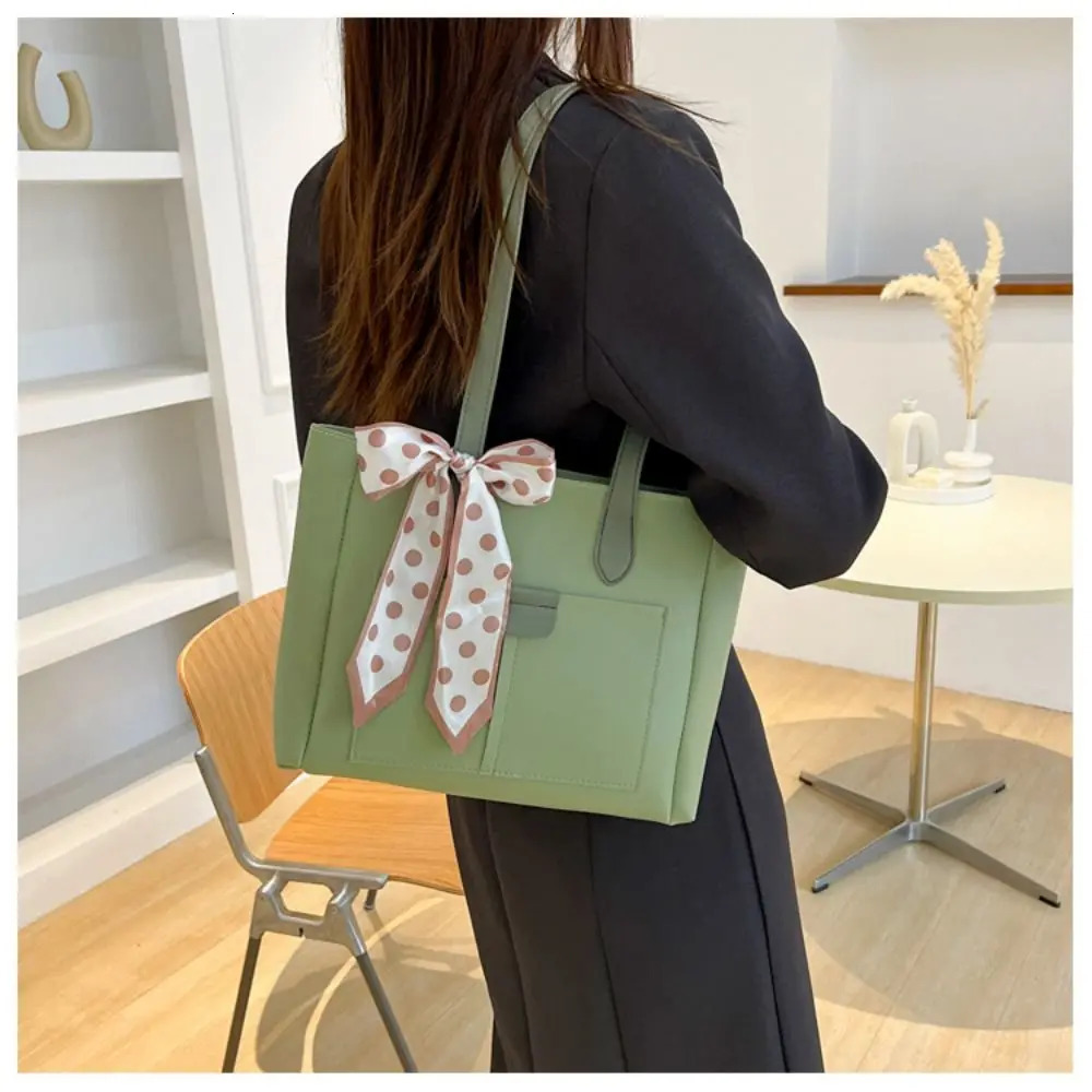 Fashion silk scarf shoulder bag bow contrasting color handbag splicing lower arm bag 250320