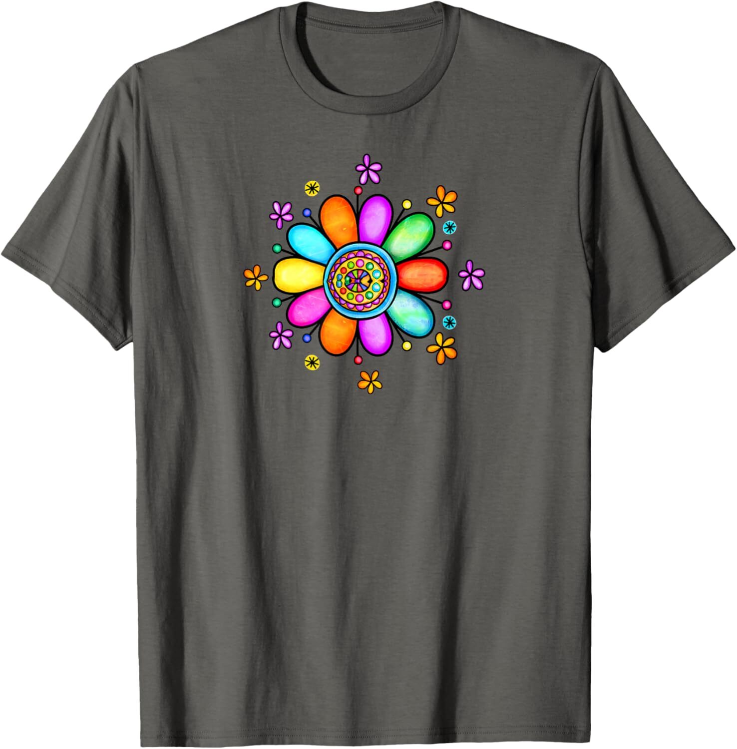 T shirt for Mens Pretty and Colorful Boho Hippie Flower Graphic Tee Casual Tops Clothes Short sleeve